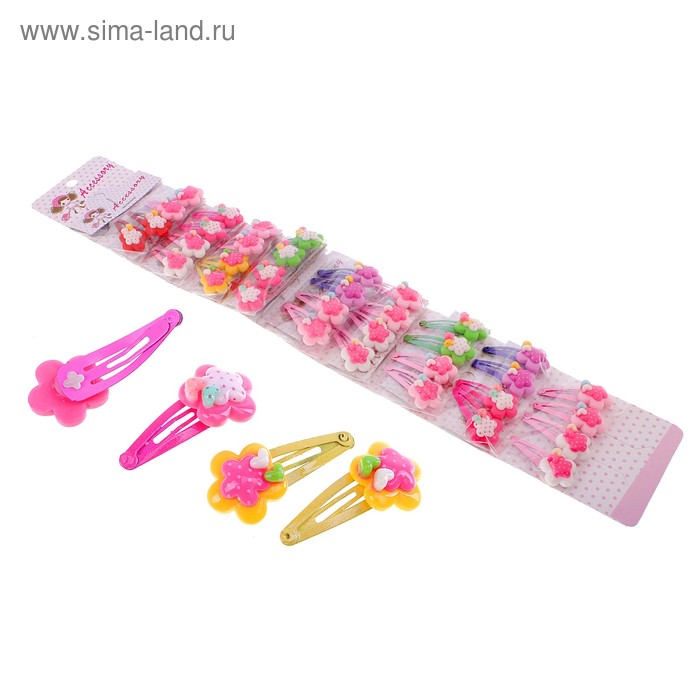 невидимка для волос "Мини" (набор 40 шт) бантик на цветочке - Фото 1