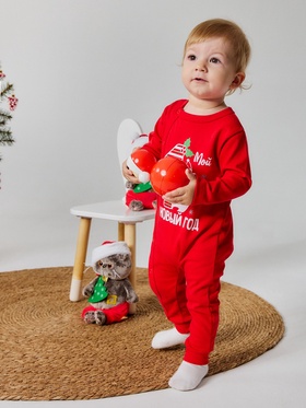 Комбинезон Крошка Я «Первый НГ», рост 74-80 см, красный  (артикул 4939928)  большой выбор товаров оптом и в розницу по низким ценам с доставкой