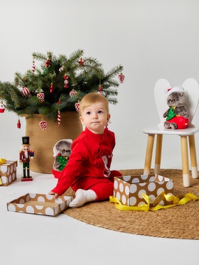 Комбинезон детский «Крошка Я» Happy winter, рост 80-86 см, красный