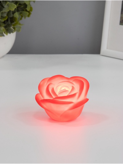 Фигурка световая RISALUX «Роза», LED-ночник, 2 Вт, LR44, красный, 6.6×6.6×4 см