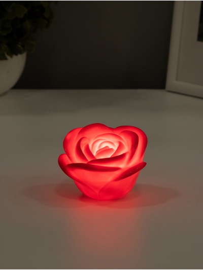 Фигурка световая RISALUX «Роза», LED-ночник, 2 Вт, LR44, красный, 6.6×6.6×4 см