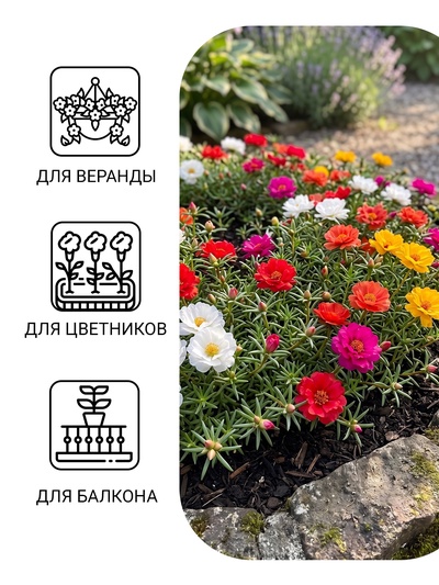 Семена цветов Портулак Крупноцветковый махровая смесь 0,05 г
