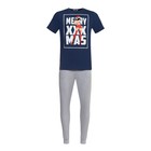 Пижама новогодняя мужская KAFTAN «X-mas», цвет серый/синий, размер 54  (артикул 4972777)  большой выбор товаров оптом и в розницу по низким ценам с доставкой