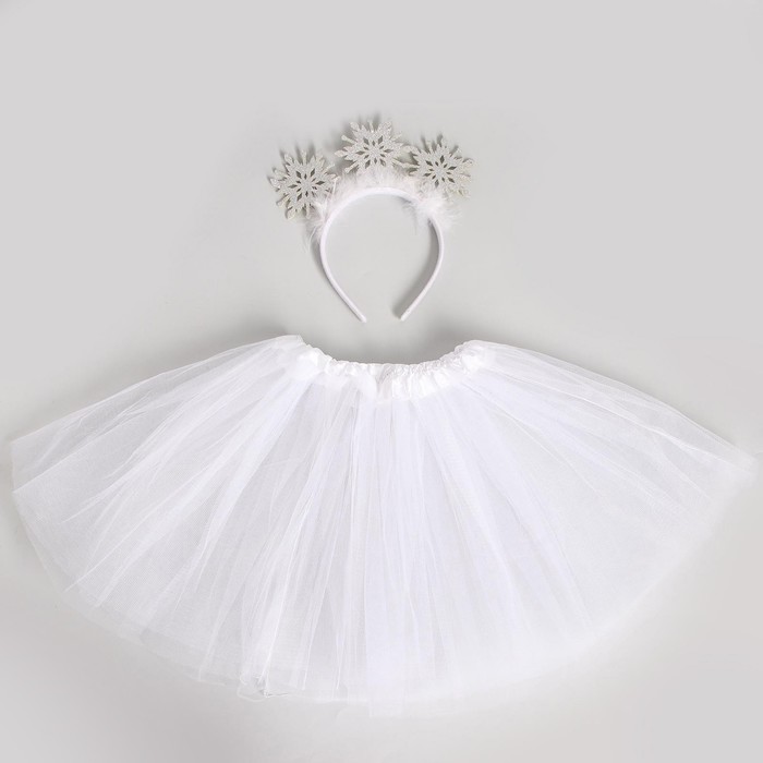 Новогодний карнавальный набор «Маленькая снежинка», ободок, юбка, на новый год