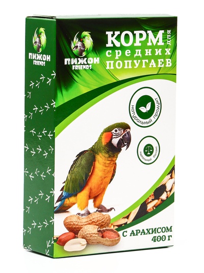 Корм «Пижон» для средних попугаев, с орехами, 400 г
