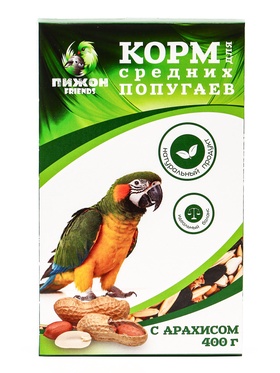 Корм "Пижон" для средних попугаев, с орехами, 400 г (комплект 2 шт)