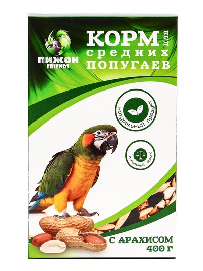Корм «Пижон» для средних попугаев, с орехами, 400 г