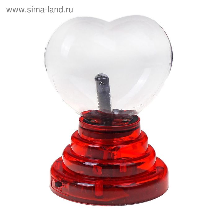 Плазменный шар "Сердце на подставке" красный 14х10,5 см - Фото 1