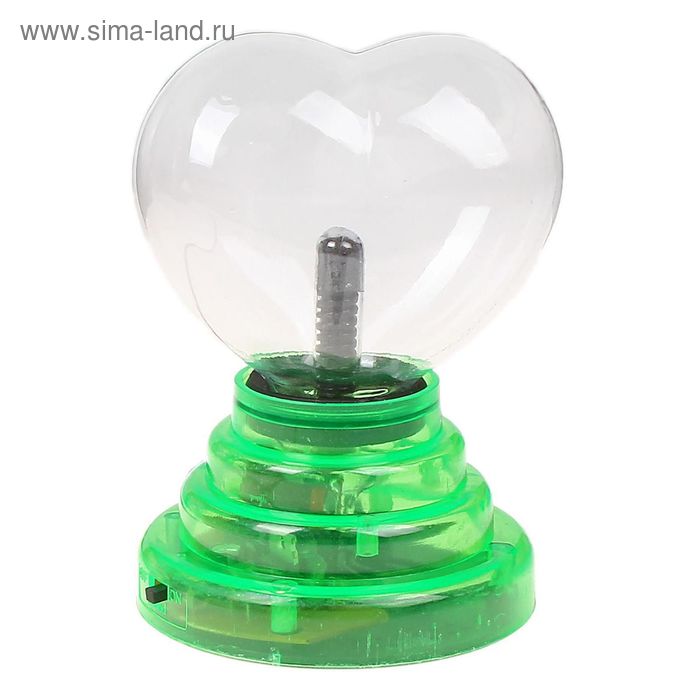 Плазменный шар "Сердце на подставке", 14 см, зеленый - Фото 1