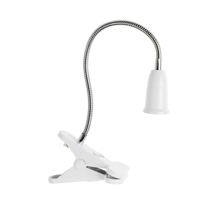 Патрон на гибкой ножке под лампу, E27, 30 см, с выключателем, 220 В, белый - Фото 1