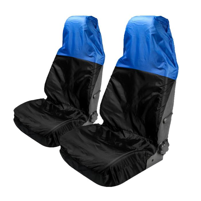 Накидка на переднее сиденье автомобиля, черно-синий, набор 2 шт. - Фото 1