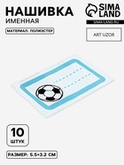 Нашивка именная «Мяч», 5.5×3.2 см, 10 шт., голубая - Фото 1