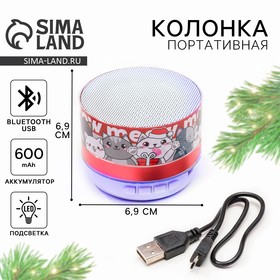 Колонка новогодняя портативная новогодняя «Новый год: Котята», на Новый год, Bluetooth, USB, 6,9 х 6,9 х 5,2 см 5133511