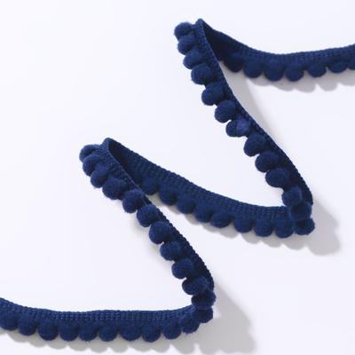 Тесьма декоративная с помпонами, 12 ± 2 мм, 10 ± 1 м, цвет тёмно-синий
