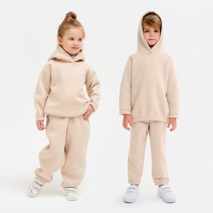 Худи детское MINAKU: Basic Line KIDS, бежевое, рост 158 см