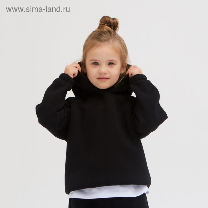 Худи детское MINAKU: Basic Line KIDS, чёрное, рост 122 см