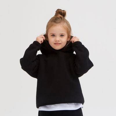 Худи детское MINAKU: Basic Line KIDS, чёрное, рост 128 см