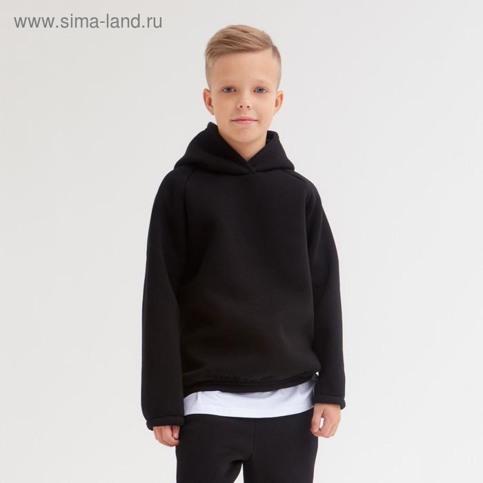 Худи детское MINAKU: Basic Line KIDS, чёрное, рост 128 см
