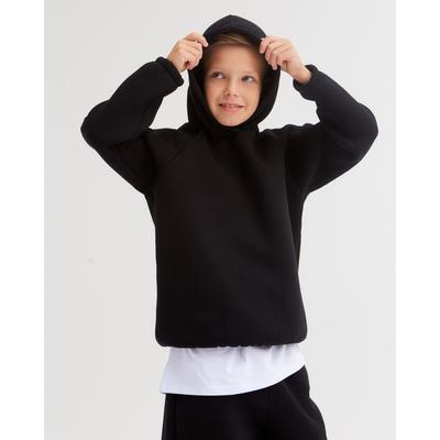 Худи детское MINAKU: Basic Line KIDS, чёрное, рост 128 см