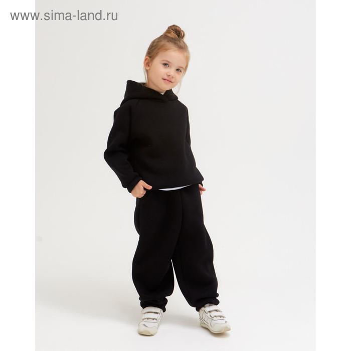 Худи детское MINAKU: Basic Line KIDS, чёрное, рост 134 см