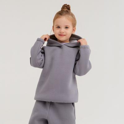 Худи для девочки MINAKU: Basic Line KIDS, цвет серый, рост 152