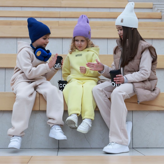 Худи детское MINAKU: Basic Line KIDS, бежевое, рост 104 см