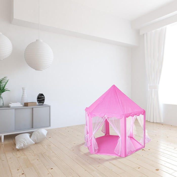 Палатка детская игровая «Шатер» розовый 140×140×135 см - фото 1883609013