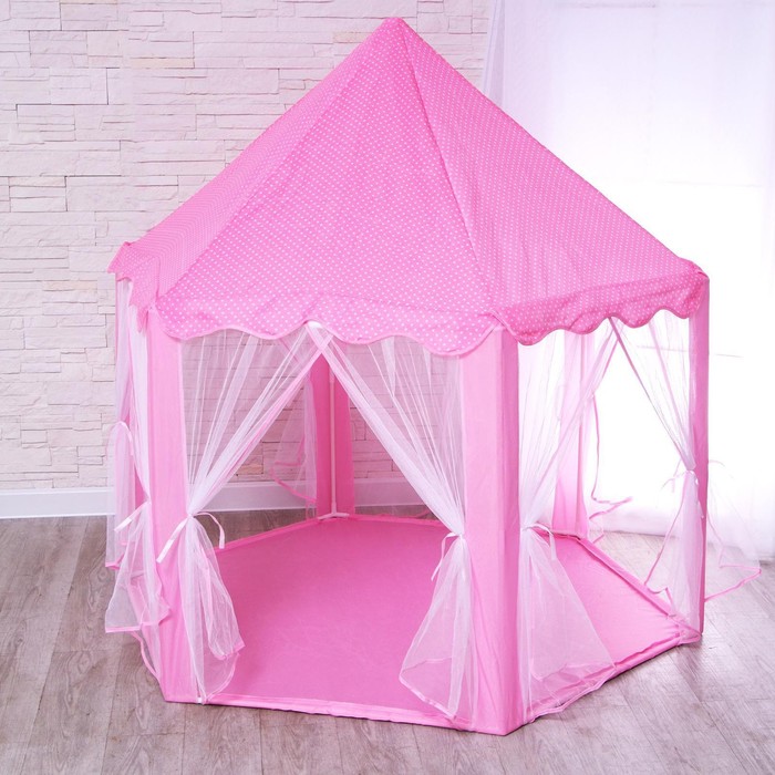 Палатка детская игровая «Шатер» розовый 140×140×135 см - фото 1883609014