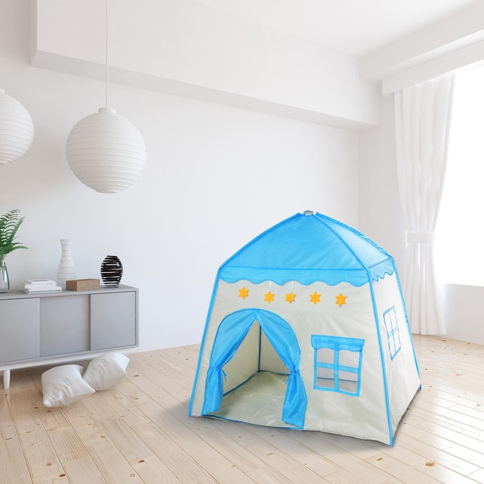 Палатка детская игровая «Домик» голубой 130×100×130 см - Фото 1