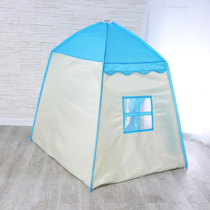 Палатка детская игровая «Домик» голубой 130×100×130 см - фото 1890992884