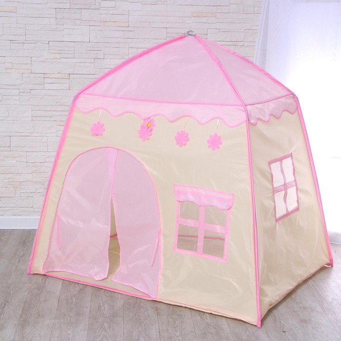 Палатка детская игровая «Домик» розовый 130×100×130 см - фото 1905712429