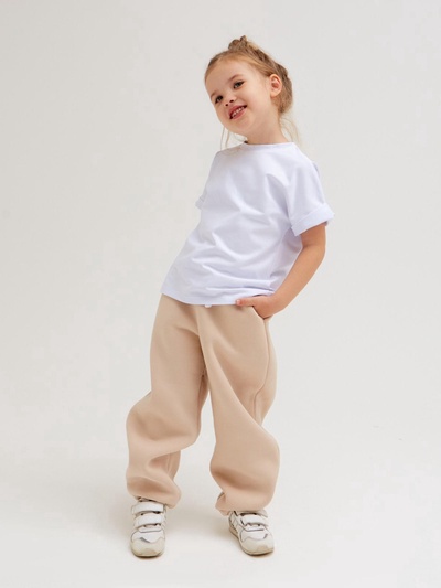 Брюки детские MINAKU: Basic Line KIDS, цвет бежевый, рост 104