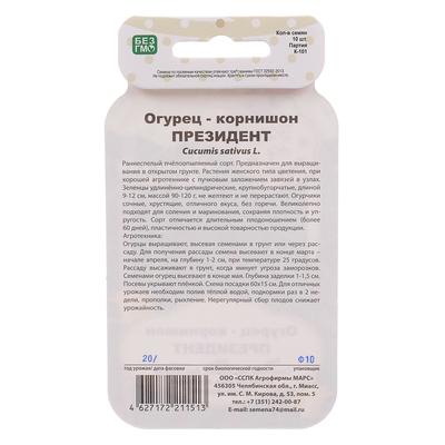 Семена огурец корнишон «Президент», 10 шт.