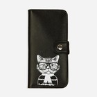 Кошелек на кнопке мини с обработанными краями "Кот с очками" черный - Фото 1