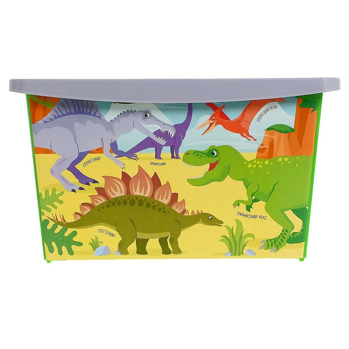 Ящик для игрушек, с крышкой, «Дино. Стегозавр», объём 30 л, цвет салатовый - фото 1904251047