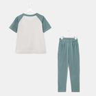 Комплект женский (футболка, брюки), цвет зелёный, размер 46 - Фото 3