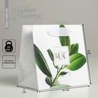 Пакет подарочный ламинированный квадратный, упаковка, «Листья», 14 х 14 х 9 см - фото 320095189