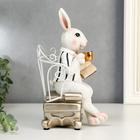 Сувенир полистоун "Заяц в кресле с книгой и чашкой" 26х12х13,5 см - Фото 2