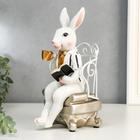 Сувенир полистоун "Заяц в кресле с книгой и чашкой" 26х12х13,5 см - Фото 4