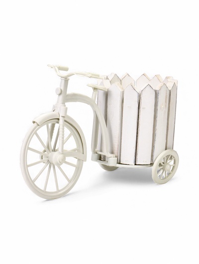Декоративное кашпо для цветов «Велосипед», 26×12×18 см, дерево, пластик, белое