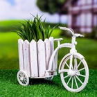 Декоративное кашпо для цветов «Велосипед», 26×12×18 см, дерево, пластик, белое - фото 64533575