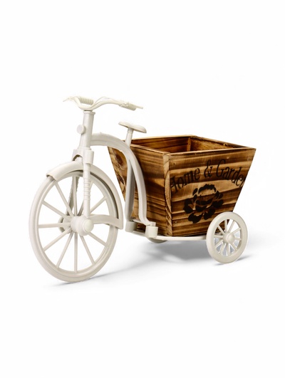 Декоративное кашпо для цветов «Велосипед Home & Garden», 26×12×18 см, дерево, пластик, белое