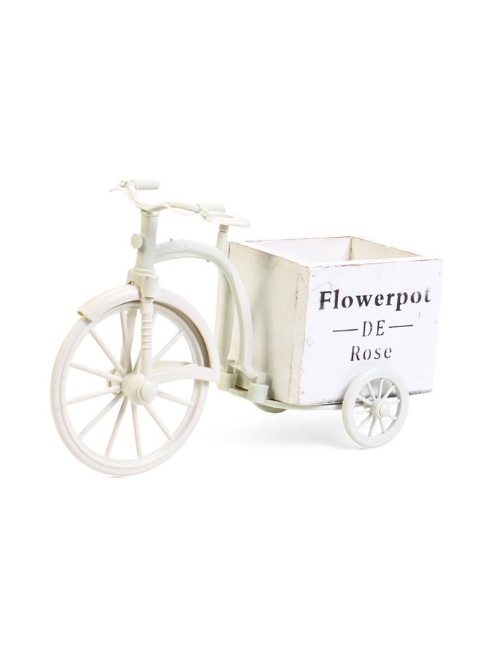 Декоративное кашпо для цветов «Велосипед Flowerpot de Rose», 26×12×18 см, дерево, пластик, белое - Фото 1