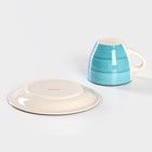 Чайная пара керамическая Доляна «Морской мир», 2 предмета: чашка 200 мл, блюдце d=14,5 см, цвет голубой - Фото 4