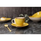 Чайная пара Доляна «Морской мир», 2 предмета: чашка 200 мл, блюдце d=14,5 см, цвет жёлтый - фото 4315961