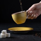 Чайная пара Доляна «Морской мир», чашка 200 мл, блюдце d=14.5 см, керамика, жёлтая - Фото 8