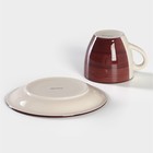 Чайная пара керамическая Доляна «Морской мир», чашка 200 мл, блюдце d=14,5 см, цвет бордовый - Фото 4