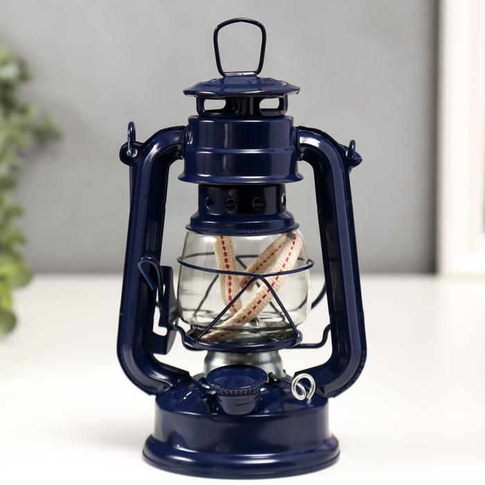 Керосиновая лампа декоративная синий 9,7х12,5х19 см RISALUX - фото 1885088298