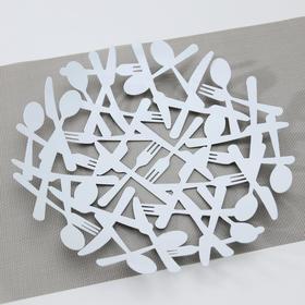 Фруктовница «Приборы» 29×29×4 см, цвет белый