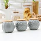 Набор банок керамических «Эстет», 3 предмета: 280 мл, цвет серый - фото 10732086